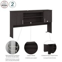 Ridgeley 65W Hutch With Doors By Bestar - Medium Gray Maple 26 Ridgeley 65W Hutch With Doors By Bestar - Medium Gray Maple -Office Storage Sales e80d2677 2a41 46eb 8a89 b1a3251363fe