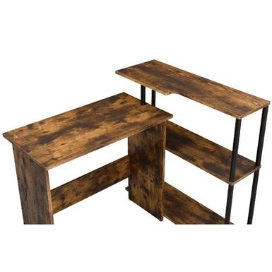 Wooden Writing Desk With Side Shelf - Antique White And Black 5 Wooden Writing Desk With Side Shelf - Antique White And Black - Image 5