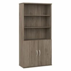 Hybrid Tall 5 Shelf Bookcase With Doors By Bush Business Furniture - Storm Gray -Office Storage Sales e8c09aab 28cc 44ff 8685 2b345c0cecaa