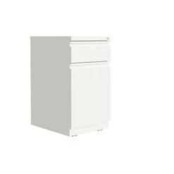 Hirsh 20-inch Deep Mobile Pedestal File 2-Drawer Box-Backpack With Full Width Pull, White - White - Letter
