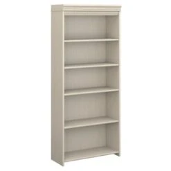 Fairview Antique White 5-shelf Bookcase - Antique - Shiplap Gray/Pure White -Office Storage Sales ea51e649 4a47 4a71 bf3f d35490fbd6ea