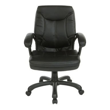 Executive Mid-Back Faux Leather Chair With Stitching - Black 3 Executive Mid-Back Faux Leather Chair With Stitching - Black - Image 3