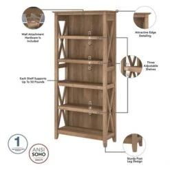 Key West 5 Shelf Bookcase By Bush Furniture - Pure White -Office Storage Sales ec4dfd9f 25df 471b a5ed 3f1b2c9914b0