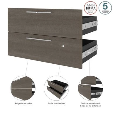 Orion 2 Drawer Set For 30W Tall Storage Shelf By Bestar - White/Walnut Grey 17 Orion 2 Drawer Set For 30W Tall Storage Shelf By Bestar - White/Walnut Grey - Image 17