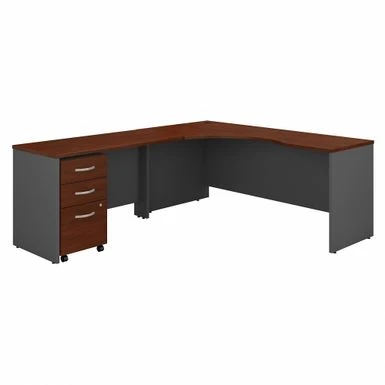 Series C 72W LH Corner Desk With Drawers By Bush Business Furniture - Hansen Cherry/Graphite Gray 2 Series C 72W LH Corner Desk With Drawers By Bush Business Furniture - Hansen Cherry/Graphite Gray - Image 2
