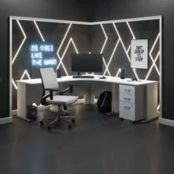 Studio A Corner Gaming Desk And Chair Set By Bush Business Furniture - White