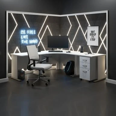 Studio A Corner Gaming Desk And Chair Set By Bush Business Furniture - White 1 Studio A Corner Gaming Desk And Chair Set By Bush Business Furniture - White
