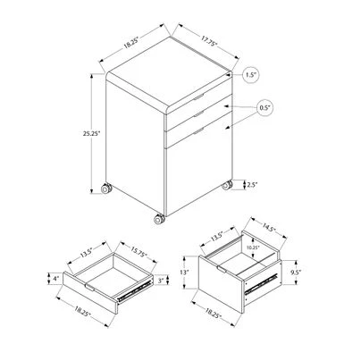 File Cabinet/ Rolling Mobile/ Storage Drawers/ Printer Stand/ Office/ Work/ Laminate/ Glossy White/ Contemporary/ Modern 4 File Cabinet/ Rolling Mobile/ Storage Drawers/ Printer Stand/ Office/ Work/ Laminate/ Glossy White/ Contemporary/ Modern - Image 4