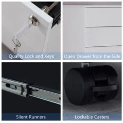 3 Drawer Mobile File Cabinet With Lock Steel File Cabinet - White -Office Storage Sales f3eede9a ab47 4899 a9a0 5bedea0e6564