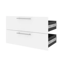Orion 2 Drawer Set For 30W Tall Storage Shelf By Bestar - White/Walnut Grey