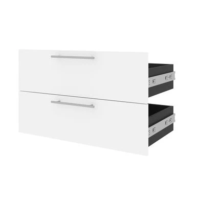 Orion 2 Drawer Set For 30W Tall Storage Shelf By Bestar - White/Walnut Grey 1 Orion 2 Drawer Set For 30W Tall Storage Shelf By Bestar - White/Walnut Grey