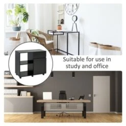 HOMCOM Filing Cabinet/Printer Stand With Open Storage Shelves, For Home Or Office Use, Including An Easy Drawer - Black -Office Storage Sales f658f85d e3bc 4e6f bd09 84d80d15a891