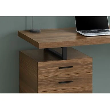 Computer Desk/ Home Office/ Laptop/ Left/ Right Set-up/ Storage Drawers/ 48"L/ Work/ Metal/ Laminate/ Walnut/ Black/ Contemporary/ Modern 3 Computer Desk/ Home Office/ Laptop/ Left/ Right Set-up/ Storage Drawers/ 48"L/ Work/ Metal/ Laminate/ Walnut/ Black/ Contemporary/ Modern - Image 3