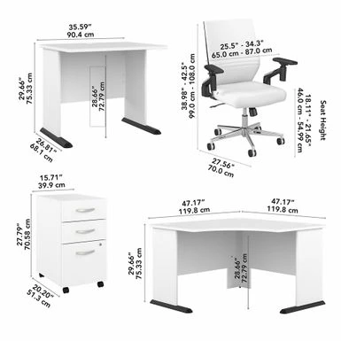 Studio A Corner Gaming Desk And Chair Set By Bush Business Furniture - White 9 Studio A Corner Gaming Desk And Chair Set By Bush Business Furniture - White - Image 9