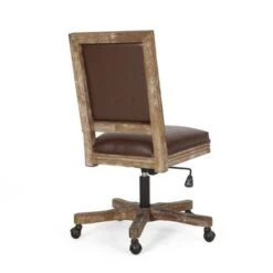 Sandine Upholstered Swivel Office Chair By Christopher Knight Home - Charcoal + Grey Weathered -Office Storage Sales fb86b9bb 2f0d 4c5d 844f 4b138a2fc977