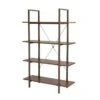 Glitzhome Casual 3-5 Tier Etagere Storage Bookcase Ladder Bookshelf - Walnut-4.6FT-H Shape