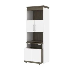 Orion 30W Tall Storage Cabinet With Doors And Fold-Out Desk By Bestar - Bark Grey/Graphite -Office Storage Sales fd205903 c2d2 4ab7 a2bf aab677978715