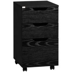 HOMCOM 3 Drawer Mobile File Cabinet, Rolling Printer Stand, Vertical Filing Cabinet - Black Wood Grain 39 HOMCOM 3 Drawer Mobile File Cabinet, Rolling Printer Stand, Vertical Filing Cabinet - Black Wood Grain -Office Storage Sales fddf4fc9 890f 4813 99ea 19c73dd4a6e1