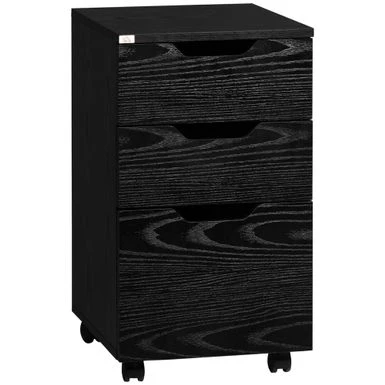 HOMCOM 3 Drawer Mobile File Cabinet, Rolling Printer Stand, Vertical Filing Cabinet - Black Wood Grain 20 HOMCOM 3 Drawer Mobile File Cabinet, Rolling Printer Stand, Vertical Filing Cabinet - Black Wood Grain - Image 20