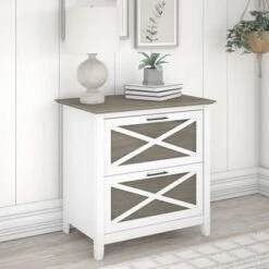 Key West 2 Drawer Lateral File Cabinet By Bush Furniture - Shiplap Gray/Pure White