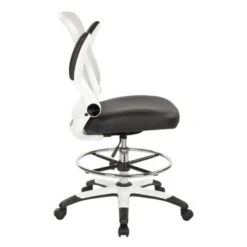 Work Smart Mesh Back Drafting Chair With Black Faux Leather Seat And Adjustable Footring -Office Storage Sales fe0658de 0a35 46a9 a146 cc26843757fc