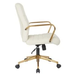 Ave Six Baldwin Mid-Back Faux Leather Chair With Gold Finish Arms And Base - CREAM -Office Storage Sales fe34ada8 9171 4ca8 a3ec 9e57beeb0778