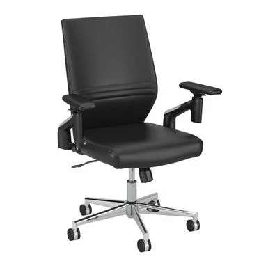 Cabot Mid Back Leather Office Chair By Bush Furniture - Dark Gray Leather 3 Cabot Mid Back Leather Office Chair By Bush Furniture - Dark Gray Leather - Image 3