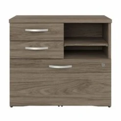 Hybrid Office Storage Cabinet With Drawers By Bush Business Furniture - Modern Hickory -Office Storage Sales ffea51b8 2c0e 4255 a2e2 69b472eaf315